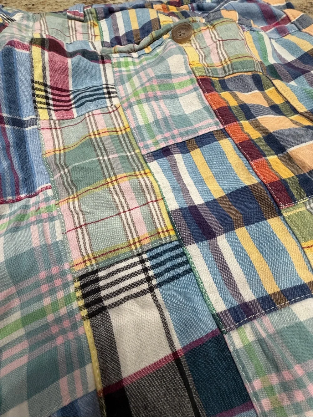 Vintage j.Crew Madras Multi-Color Plaid Patchwork Men’s Shorts Size 36